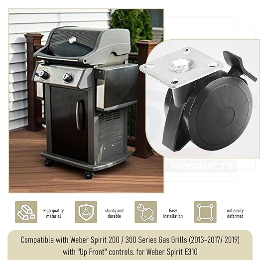 69828 Locking Caster Compatible with Weber Spirit 200/300 Series Gas Grills (2013-2017/2019) with "Up Front" Controls for Spirit 200/300 Series Grills