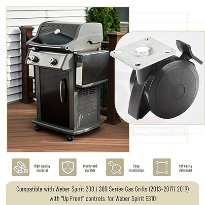 69828 Locking Caster Compatible with Weber Spirit 200/300 Series Gas Grills (2013-2017/2019) with "Up Front" Controls for Spirit 200/300 Series Grills