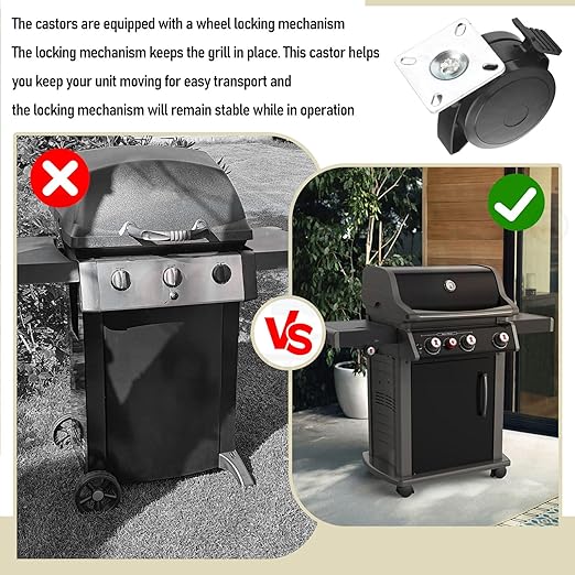 69828 Locking Caster Compatible with Weber Spirit 200/300 Series Gas Grills (2013-2017/2019) with "Up Front" Controls for Spirit 200/300 Series Grills