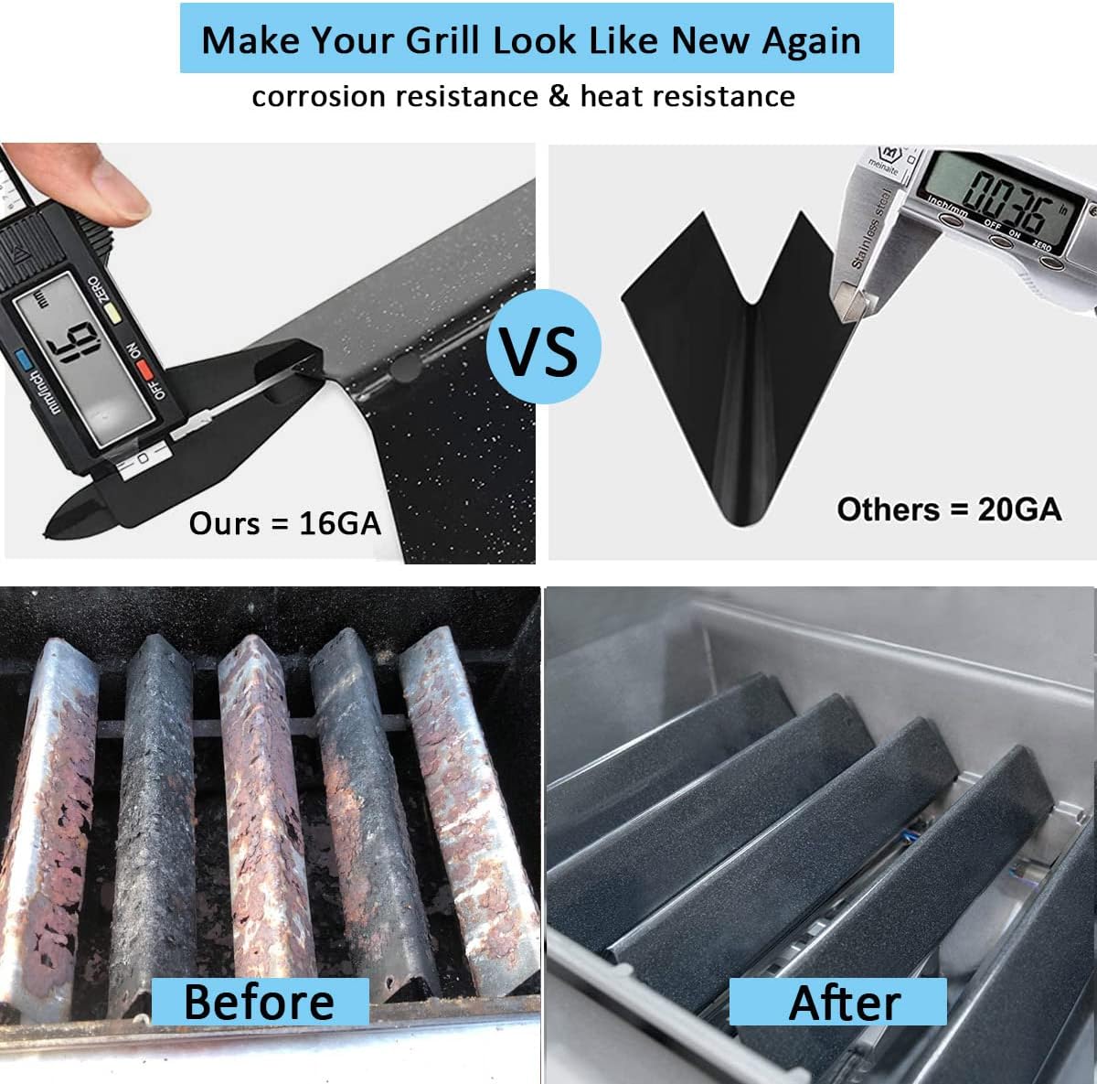 15.3 Inch 7636 Flavorizer Bars for Weber Spirit and Spirit II & GS4 Spirit II 300 Series, Spirit E310 E320 E330 S310 S320 S330 Gas Grill with Front Control Knob