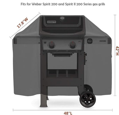 7138 Grill Cover, 600D Waterproof Cover Replacement Barbecue Accessories for Weber Spirit II 200 and Spirit 200 Series Gas Grill, 48”L X 42”H X 17.8”W