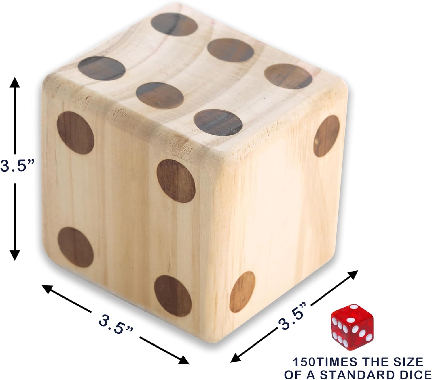 3.5" Giant Wooden Yard Dice, Outdoor Games Set of 6 with Two Games Party Lawn Games