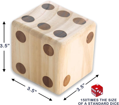 3.5" Giant Wooden Yard Dice, Outdoor Games Set of 6 with Two Games Party Lawn Games