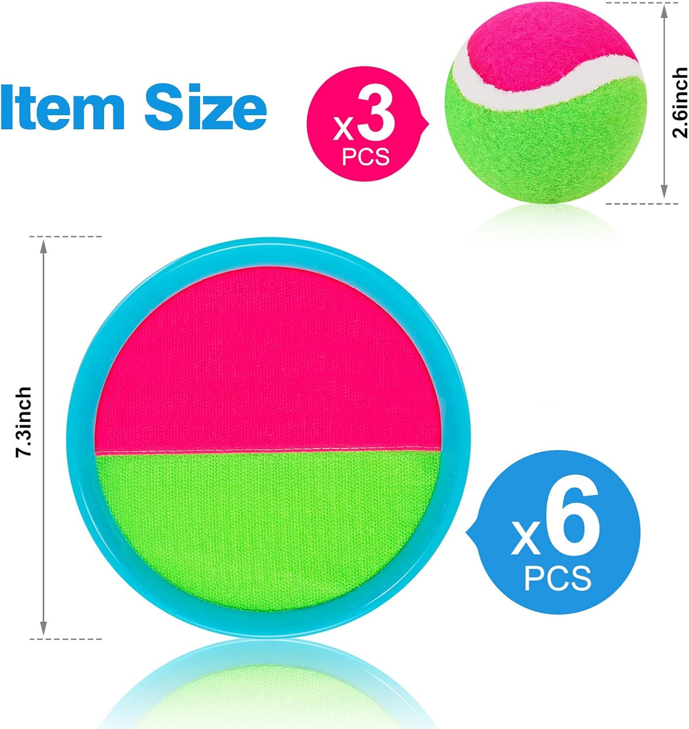 Beach Toys, Outdoor Games, Pool Water Sand Toys, Toss and Catch Ball Set with 6 Paddles and 3 Balls, Yard Games for Kids Ages 4-8 Gifts for Adults/Family