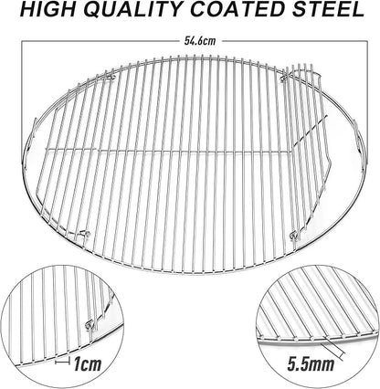  7436 22.5"Cooking Grate Hinged for Weber Charcoal Grill Grate Round Hinged, Replacement Part for Weber One-Touch, Performer and Bar-B-Kettle Series