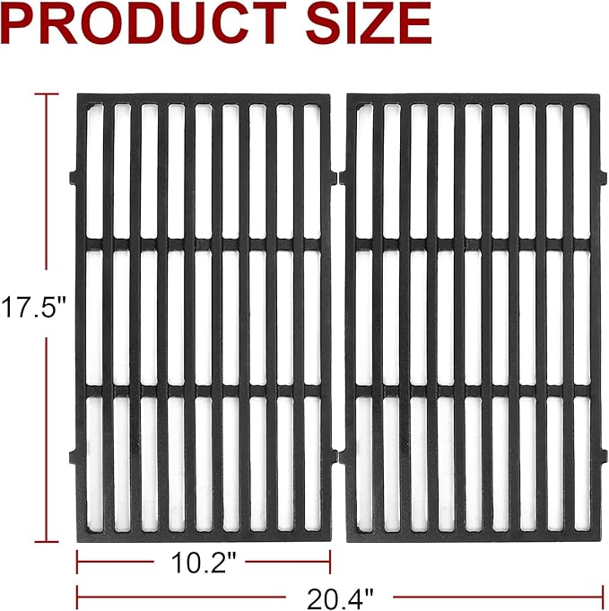 7637 Grill Grates for Weber Spirit II 200 & Spirit 200 Series Spirit E210 E220 S210 S220 Gas Grills with Front Control Panel,17.5" Cast Iron 