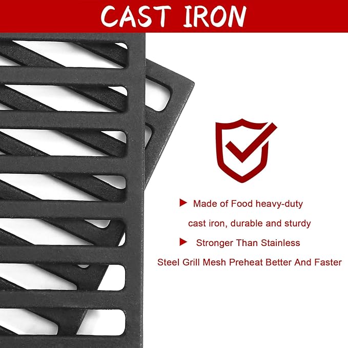 7637 Grill Grates for Weber Spirit II 200 & Spirit 200 Series Spirit E210 E220 S210 S220 Gas Grills with Front Control Panel,17.5" Cast Iron 
