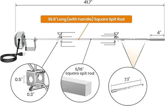 7652 Stainless Steel Grill Rotisserie Kit for Weber Genesis II and Genesis II LX 200 and 300 Series Gas Grills