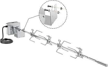 7653 Stainless Steel Grill Rotisserie Kit Replacement for Weber Genesis II and Genesis II LX 4 & 6 Burner Grills, Genesis 2022 4 Burner Gas Grills