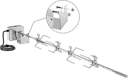7653 Stainless Steel Grill Rotisserie Kit Replacement for Weber Genesis II and Genesis II LX 4 & 6 Burner Grills, Genesis 2022 4 Burner Gas Grills