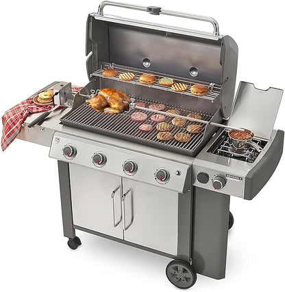 7653 Stainless Steel Grill Rotisserie Kit Replacement for Weber Genesis II and Genesis II LX 4 & 6 Burner Grills, Genesis 2022 4 Burner Gas Grills