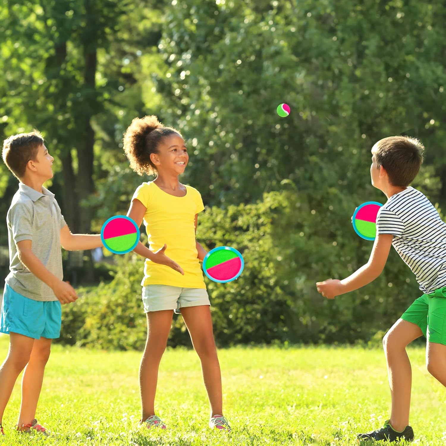Beach Toys, Outdoor Games, Pool Water Sand Toys, Toss and Catch Ball Set with 6 Paddles and 3 Balls, Yard Games for Kids Ages 4-8 Gifts for Adults/Family