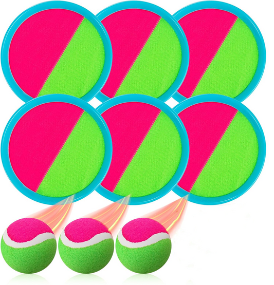 Beach Toys, Outdoor Games, Pool Water Sand Toys, Toss and Catch Ball Set with 6 Paddles and 3 Balls, Yard Games for Kids Ages 4-8 Gifts for Adults/Family