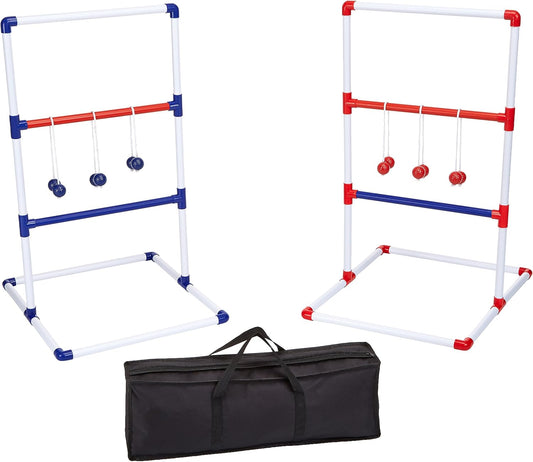 Ladder Toss Indoor & Outdoor Game Set with 6 Soft Rubber Bolo Balls and Travel Carrying Case