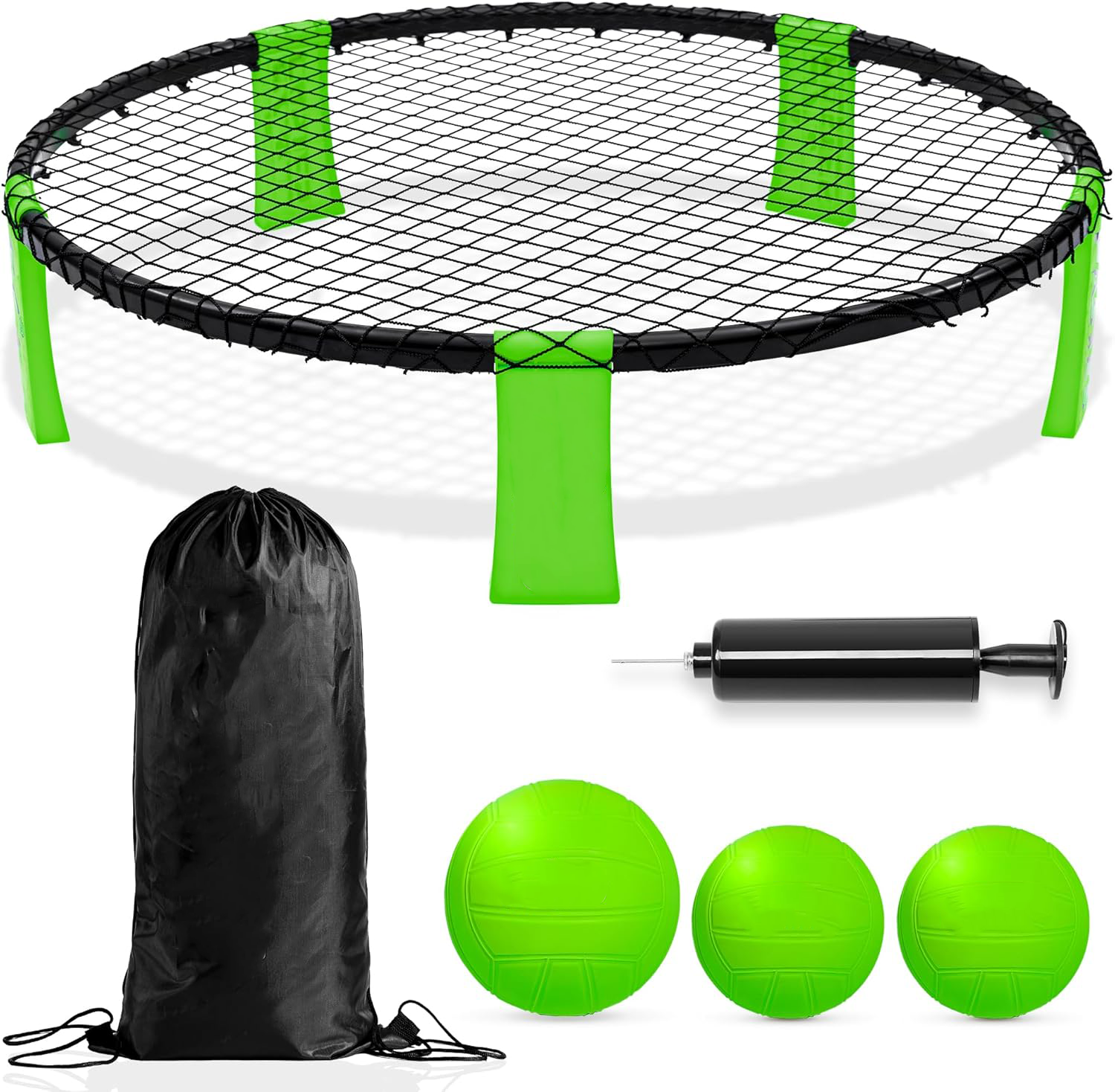 Outdoor Ball Game Includes 3 Balls, Net and Carrying Bag, Lawn, Beach & Tailgating Roundnet Game for Kids, Teens & Adults