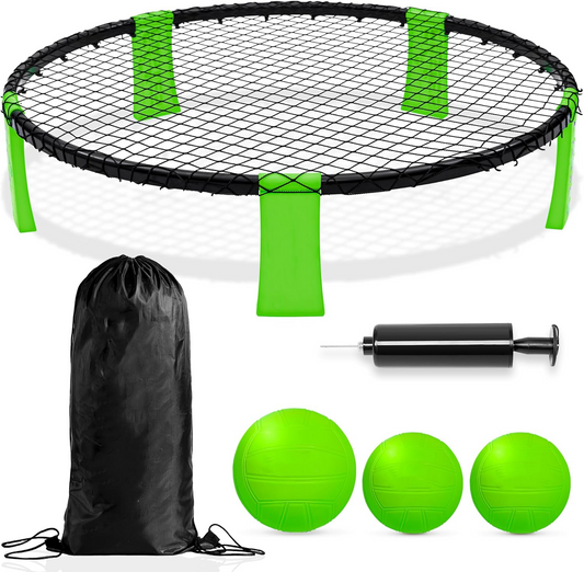 Outdoor Ball Game Includes 3 Balls, Net and Carrying Bag, Lawn, Beach & Tailgating Roundnet Game for Kids, Teens & Adults