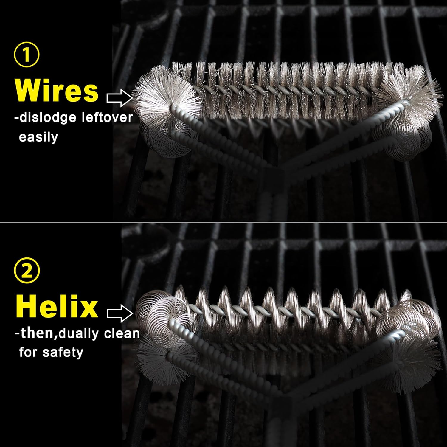 18" Grill Brush Wire BBQ Cleaning Brush, Grill Cleaner Brush Scrubber for Gas, Pellet, Charcoal Porcelain Steel Grates, BBQ Accessories Gifts