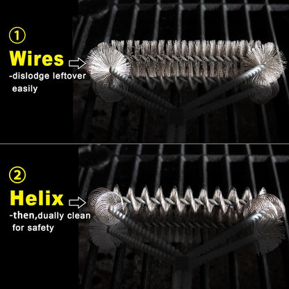 18" Grill Brush Wire BBQ Cleaning Brush, Grill Cleaner Brush Scrubber for Gas, Pellet, Charcoal Porcelain Steel Grates, BBQ Accessories Gifts