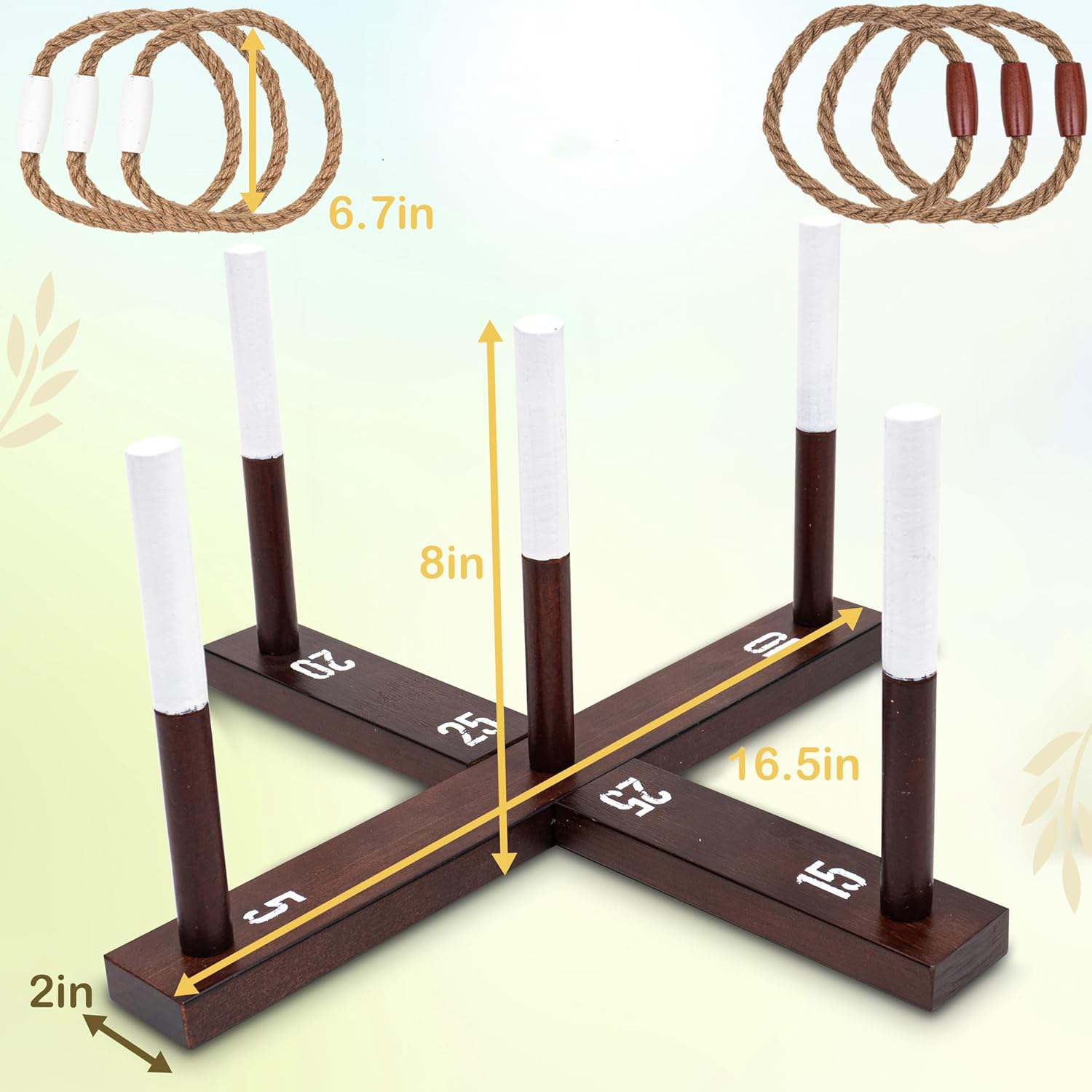 Rustic Ring Toss Game (All Weather), Easy Setup, Extra Games Included, Ring Toss Game for Adults, Outdoor Games for Kids, Yard Games Ring Hook Game