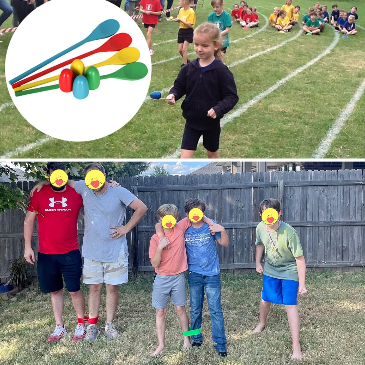 Outdoor Games, Potato Sack Race Bags for Kids Adults, Egg Spoon Relay Race, 3 Legged Race Bands, Birthday Party, Field Day Family Reunion Carnival Outside Yard Lawn Easter Fall Festival Games