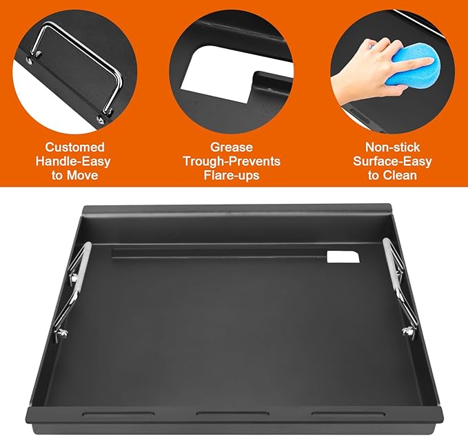 18“ Griddle Insert for Charbroil Performance 2 & Signature 3 Burner Grills, Flat Top Griddle for Charbroil Performance 4/5/6 Burner Grills
