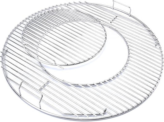 8835 Grill Grates for Weber 22.5 inch Charcoal Grills, Kettle, Performer, Master-Touch and Others, 21.5 Inches Gourmet BBQ System Hinged 