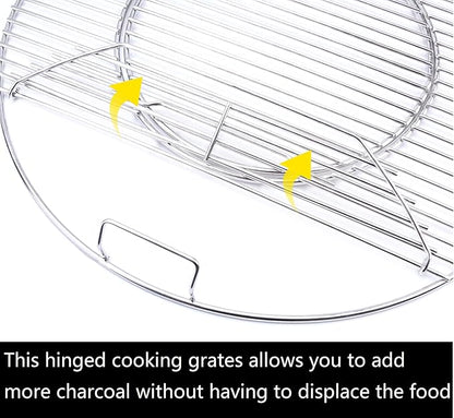8835 Grill Grates for Weber 22.5 inch Charcoal Grills, Kettle, Performer, Master-Touch and Others, 21.5 Inches Gourmet BBQ System Hinged 