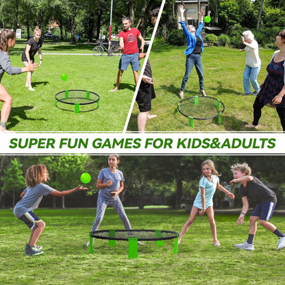 Outdoor Ball Game Includes 3 Balls, Net and Carrying Bag, Lawn, Beach & Tailgating Roundnet Game for Kids, Teens & Adults