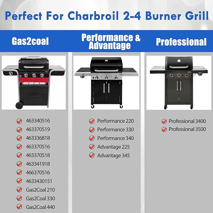 140008 463340516 463370519 Grill Griddle Plates Replacement Parts for Charbroil Gas2coal 3 Burner Hybrid Gas Grill 463340516 463336818 463370516 Cast Iron Cooking Reversible Griddle Insert Grill Parts