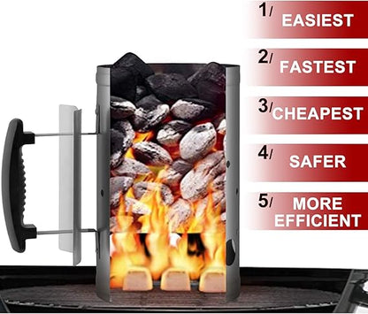 Charcoal Chimney Starter Barbecue Fire Starter  BBQ Charcoal Grill Briquette Coal Fire Starter Chimney for Grills Outdoor Cooking Charcoal Can Accessories