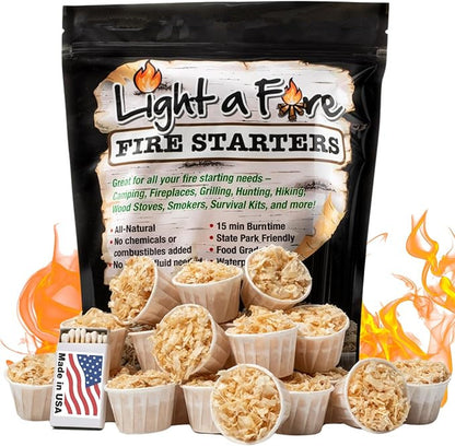 Fire Starter Pods in Resealable Packs - Fire Starters for Campfires, BBQ, Grill, Pit, Wood Stove & Charcoal Starter, 15-20-Min Burn, 30 Extra Large Pods, USA Made, Brown, 3.2 Lbs