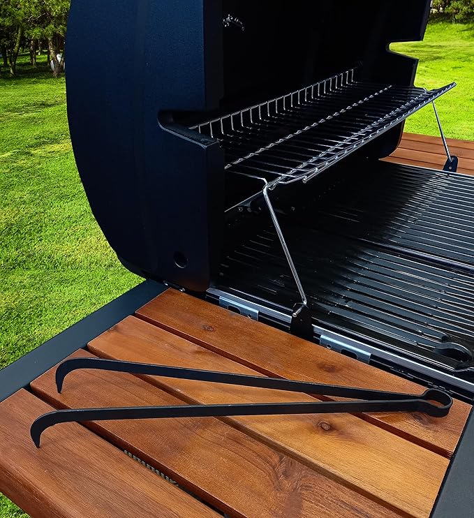 Charcoal Tongs, BBQ Charcoal Tongs, 15.75 Inch, Charcoal Tongs For Grill, Heavy Duty, Charcoal Cherry Picker Tool, Charcoal Grill Rake, Charcoal Grill Poker, Fire Tongs, Camping Fire Poker,Grill Tongs