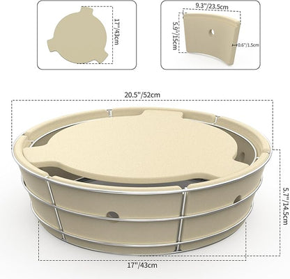 Stainless Steel Charcoal Ash Basket, Charcoal Firebox Set with Heat Deflector for Weber 22-inch Kettle Charcoal Grills