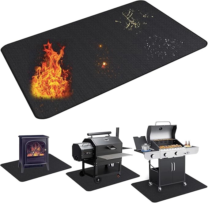 Large 65 x 48 inches Under Grill Mat for Outdoor Grill,Double-Sided Fireproof Grill Pad,Indoor Fireplace/Fire Pit Mat,Oil-Proof Waterproof BBQ Protector for Decks and Patios