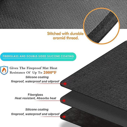 Large 65 x 48 inches Under Grill Mat for Outdoor Grill,Double-Sided Fireproof Grill Pad,Indoor Fireplace/Fire Pit Mat,Oil-Proof Waterproof BBQ Protector for Decks and Patios