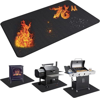  Large 76x48 inches Under Grill Mat for Outdoor Grill,Double-Sided Fireproof Grill Pad for Fire Pit,Indoor Fireplace Mat Fire Pit Mat,Oil-Proof Waterproof BBQ Protector for Deck and Patio