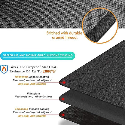  Large 76x48 inches Under Grill Mat for Outdoor Grill,Double-Sided Fireproof Grill Pad for Fire Pit,Indoor Fireplace Mat Fire Pit Mat,Oil-Proof Waterproof BBQ Protector for Deck and Patio