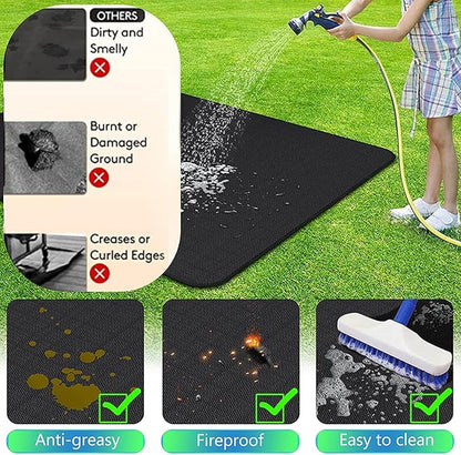  Large 76x48 inches Under Grill Mat for Outdoor Grill,Double-Sided Fireproof Grill Pad for Fire Pit,Indoor Fireplace Mat Fire Pit Mat,Oil-Proof Waterproof BBQ Protector for Deck and Patio