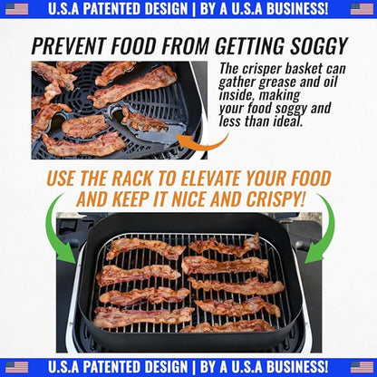Stainless Steel Rack for Ninja Woodfire Outdoor Grill Pro XL, Pro Connect XL, OG850 OG951 Wood Fire Electric Master Grill Air Fryer Accessories, Dishwasher Safe