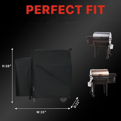 Grill Cover for Traeger 20 Series, Full Length Cover Compatible for Junior & Tailgater Grills, Heavy Duty Waterproof Wood Pellet Grill Cover.