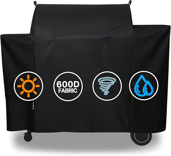 Girll Cover for Traeger Ironwood 885, BAC513 Full-Length Smoker Cover Grill Accessory, Heavy Duty Waterproof Black Covers with Special Zipper Design