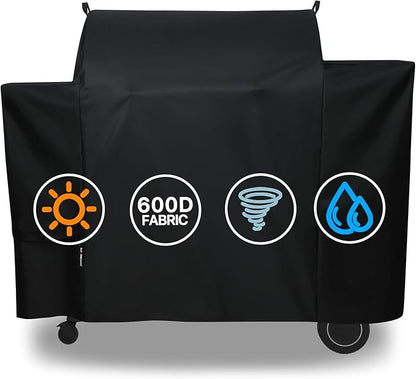 Girll Cover for Traeger Ironwood 885, BAC513 Full-Length Smoker Cover Grill Accessory, Heavy Duty Waterproof Black Covers with Special Zipper Design