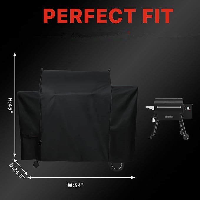 Girll Cover for Traeger Ironwood 885, BAC513 Full-Length Smoker Cover Grill Accessory, Heavy Duty Waterproof Black Covers with Special Zipper Design