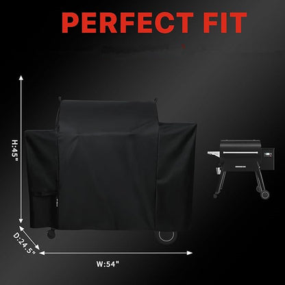Girll Cover for Traeger Ironwood 885, BAC513 Full-Length Smoker Cover Grill Accessory, Heavy Duty Waterproof Black Covers with Special Zipper Design