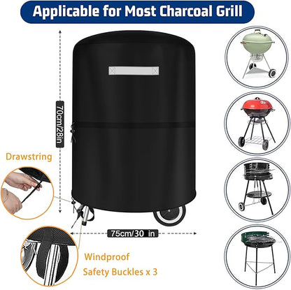 Grill Cover for Weber 22 Inch Charcoal Kettle - Grill Cover for Outdoor Grill Heavy Duty Waterproof Rip-Proof Fade Resistant BBQ Gas Grill Cover for Weber Char-Broil 22 Inch Charcoal Kettle Grills