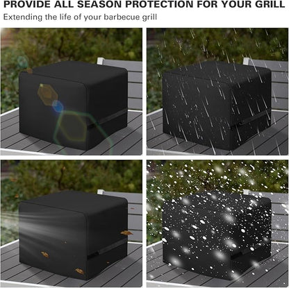 Side Fire Box Grill Cover Fits for Char-Griller 22424 72424 E82424 Portable Tabletop Grill, 600D Heavy Duty BBQ Cover Waterproof Portable Grill Cover, 18 x 18 x 20 Inch