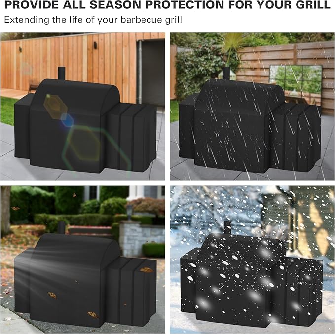 Grill Cover Fits for Char-Griller Outlaw 3724, E2137, Pro Deluxe 2735 Grill, Expandable BBQ Grill Cover 600D Heavy Duty Charcoal Grill Cover Waterproof Outdoor Grilling Cover