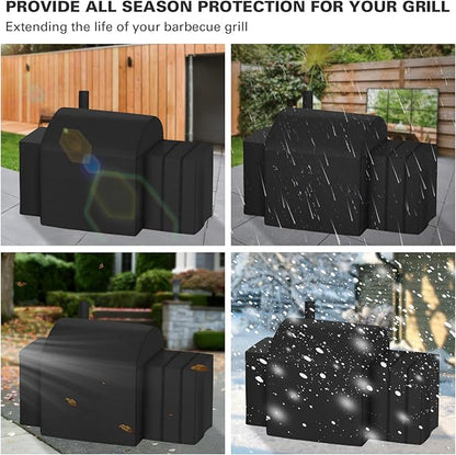 Grill Cover Fits for Char-Griller Outlaw 3724, E2137, Pro Deluxe 2735 Grill, Expandable BBQ Grill Cover 600D Heavy Duty Charcoal Grill Cover Waterproof Outdoor Grilling Cover