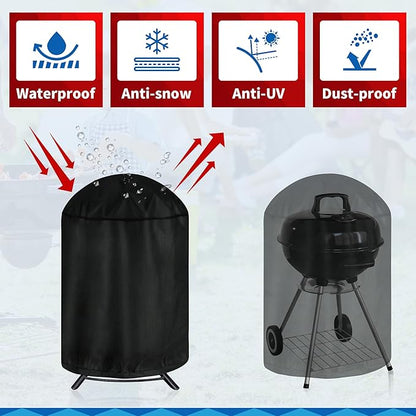 Vertical Round Smoker Cover, Kettle Grill Cover, 29 Inch BBQ Barbecue Cover, Dome Smoker Cover, Bullet Smoker Cover, Barrel Cover Fire Pit Cover for Char-Broil Weber George Foreman Brinkmann