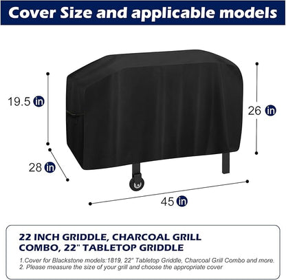 Griddle Cover for Griddle and Charcoal Grill Combo and 22" Tabletop Griddle, Waterproof Oxford Grill Cover - Only Cover 